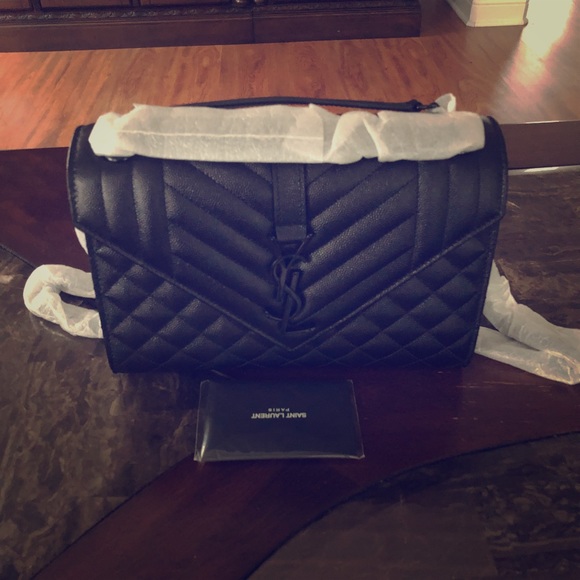 v flap monogram ysl medium envelope chain shoulder bag